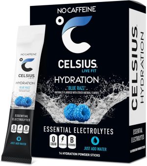 CELSIUS Hydration? Blue Razz. Sugar Free Electrolyte Hydration Drink Mix (Pack of 14) : Sports & Outdoors