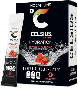 CELSIUS Hydration? Strawberry Watermelon. Sugar Free Electrolyte Hydration Drink Mix (Pack of 14) : Sports & Outdoors