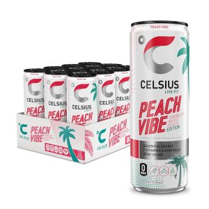 CELSIUS PEACH VIBE Sparkling White Peach. Sugar Free Energy Drink. 12 Fl Oz (Pack of 12) : Grocery & Gourmet Food